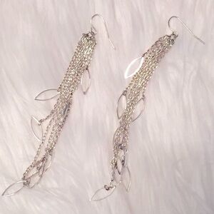 Pretty silver multi strand statement earrings